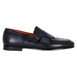 Loafers<Santoni Læder Dobbelt Spænde Goodyear Sko Blå