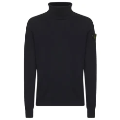 Strik<Stone Island Ribstrikket Uldtrøje Blå