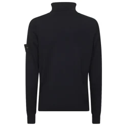 Strik<Stone Island Ribstrikket Uldtrøje Blå