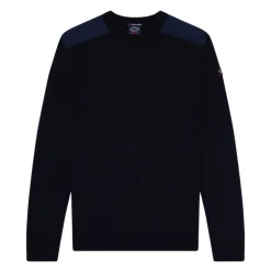 Strik<Paul & Shark Skulderdetalje Uld Sweater Blå