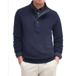 Strik<Barbour Sweater Essential Patch Half Zip Blå