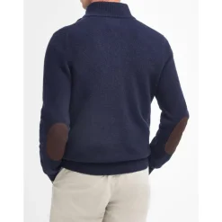 Strik<Barbour Sweater Essential Patch Half Zip Blå