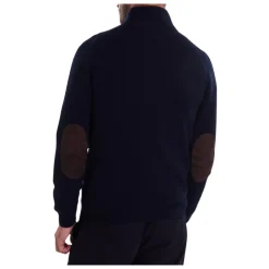 Strik^Barbour Sweater med Alcantara Patch Detaljer Blå