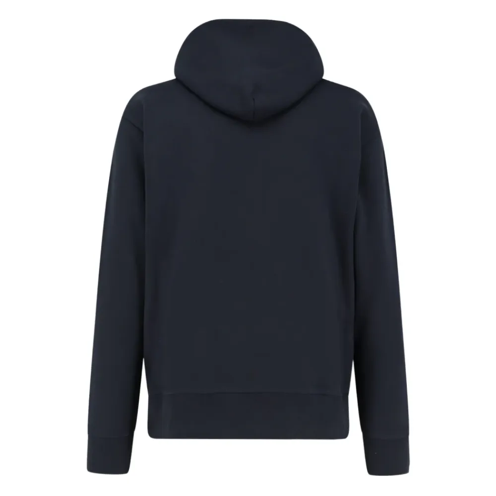Trøjer<Moncler Sweater med Logo Patch Blå