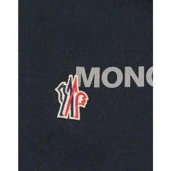 Trøjer<Moncler Sweater med Logo Patch Blå