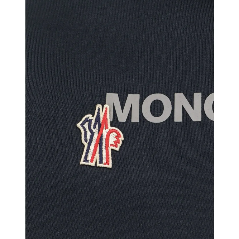 Trøjer<Moncler Sweater med Logo Patch Blå