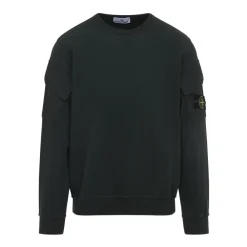 Sweatshirts<Stone Island Blå Sweatshirt AW25 Afslappet Stil Grøn