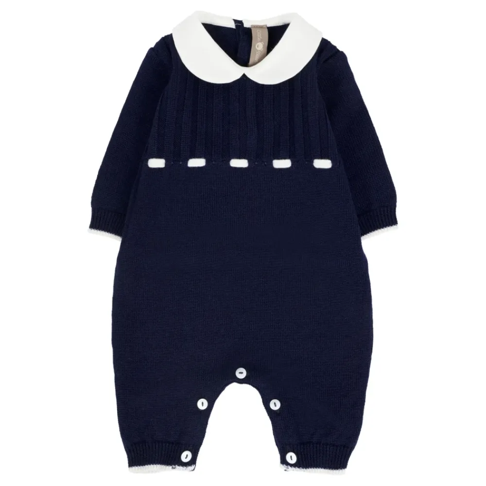 Jumpsuits^Little Bear uld heldragt med Peter Pan-krave Blå