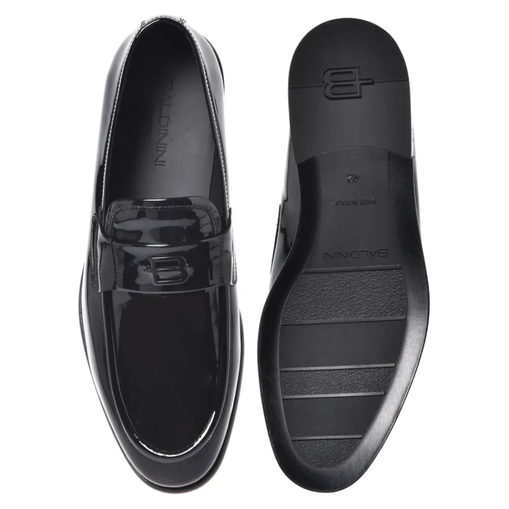 Loafers<Baldinini Black patent leather loafers Sort
