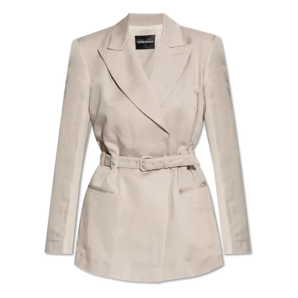 Jakker<Emporio Armani Blazer med bælte Grå