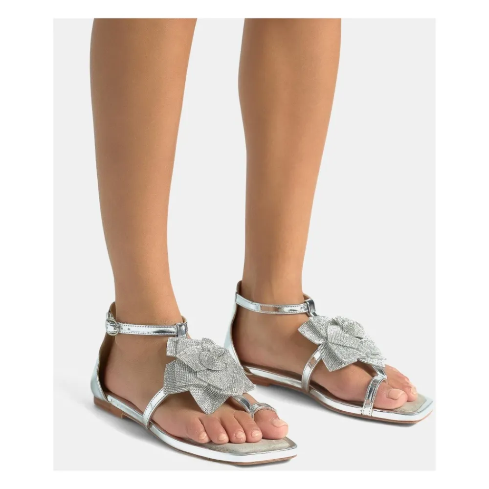 Sandaler<ALMA EN PENA Blomst flad sandal Grå