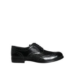 Snøresko<Dolce & Gabbana Blomstret Brogue Wingtip Lædersko Sort