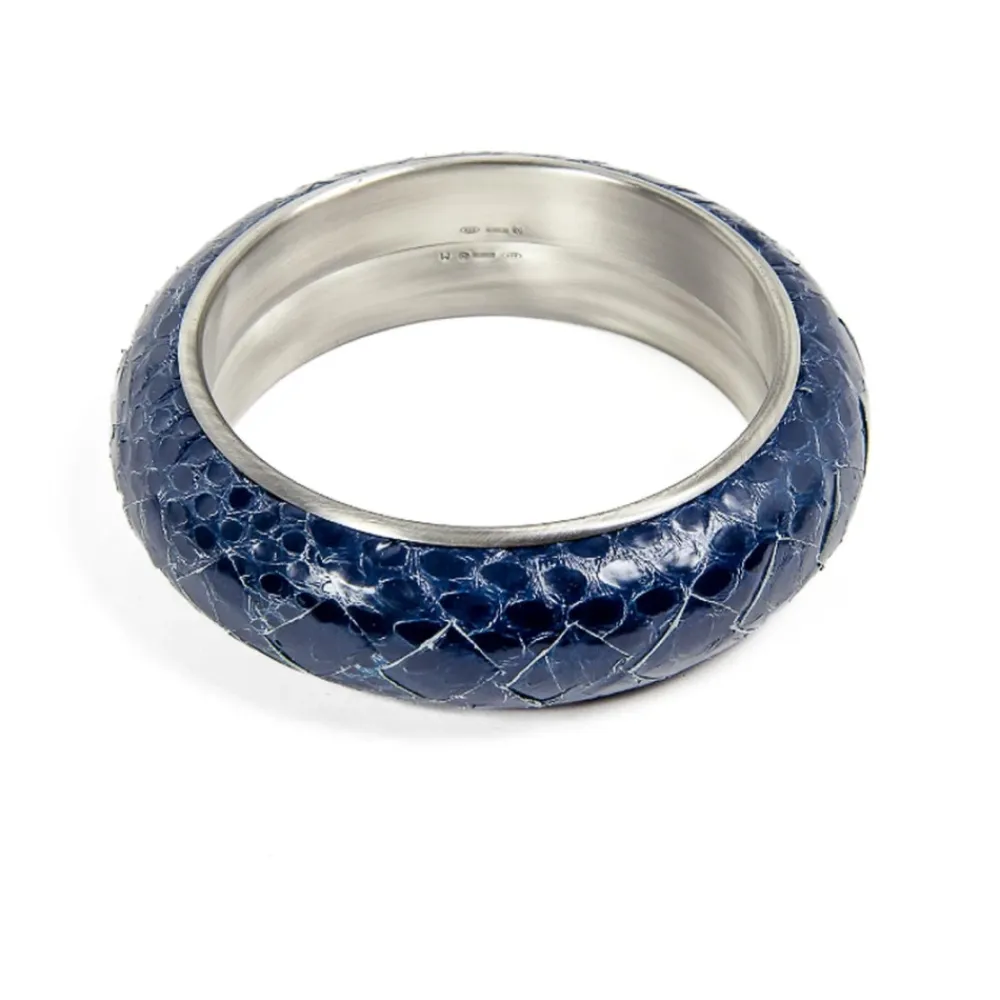 Smykker^Bottega Veneta t Sølv Slange Læderarmbånd Blå
