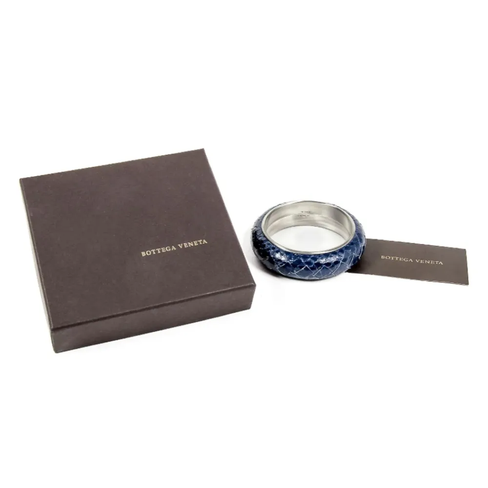 Smykker^Bottega Veneta t Sølv Slange Læderarmbånd Blå