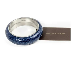 Smykker^Bottega Veneta t Sølv Slange Læderarmbånd Blå