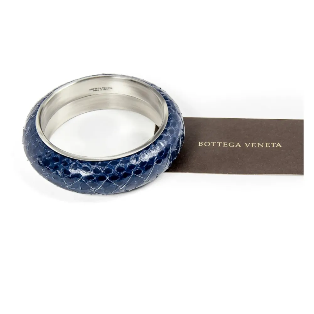Smykker^Bottega Veneta t Sølv Slange Læderarmbånd Blå