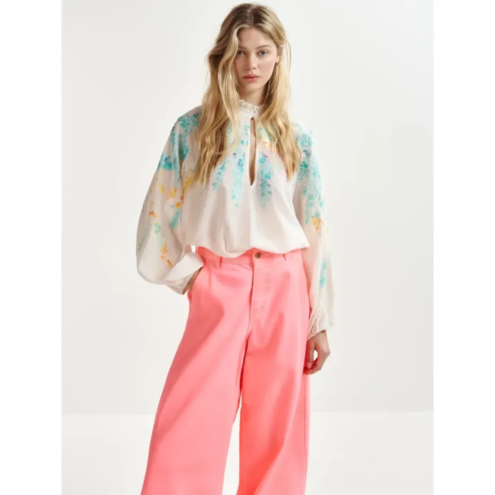 Bluser & Skjorter^Essentiel Antwerp Bluse med blomsterbroderi Hvid