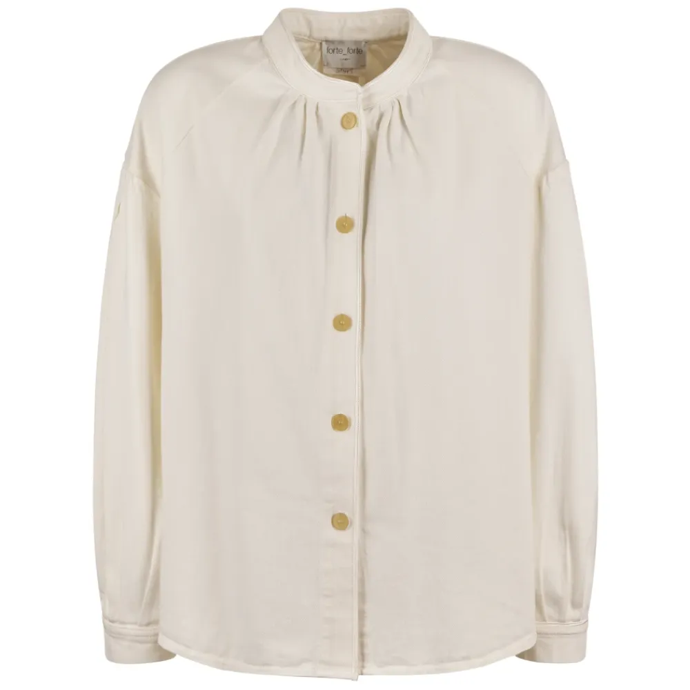 Bluser & Skjorter^Forte Forte Boheme Overshirt i Flydende Bomuld Hvid
