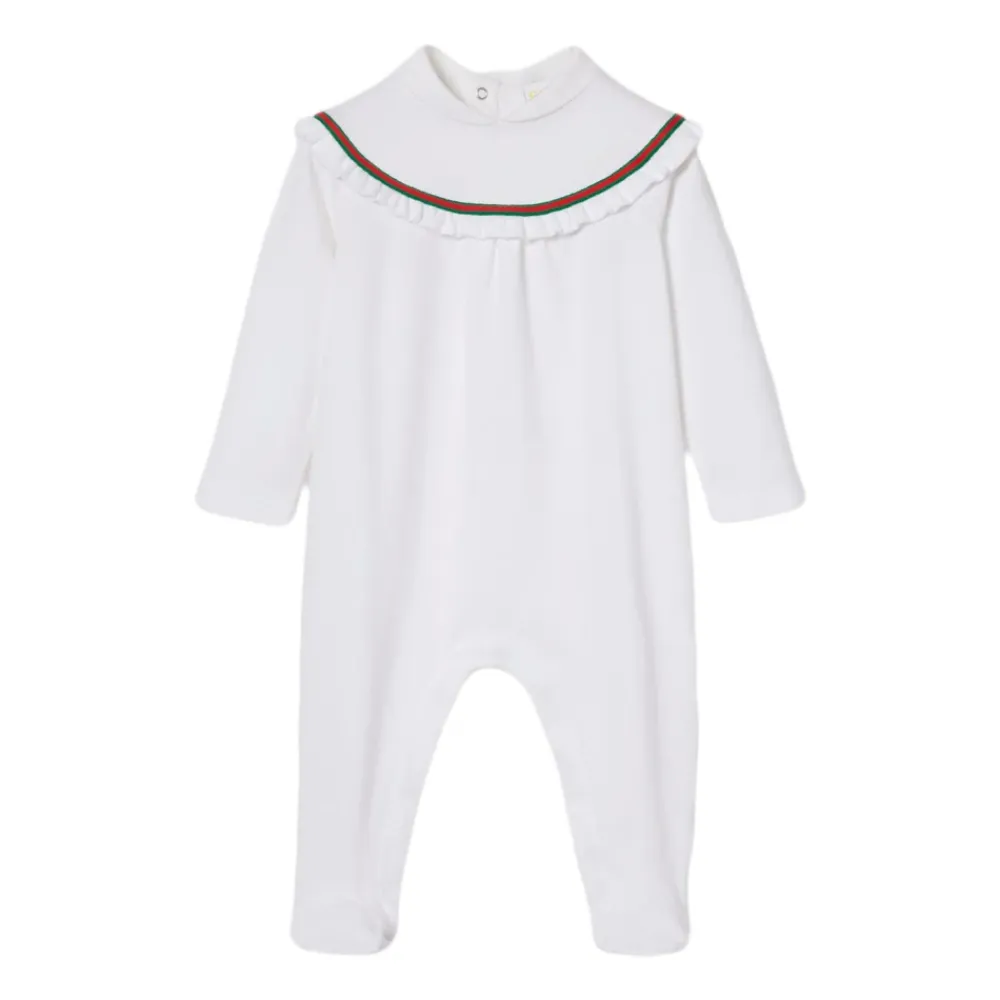 Bodystocking & Sæt^Gucci Bomuldsbody med flæsedetaljer Hvid
