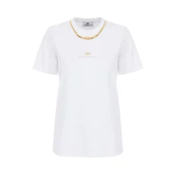 T-Shirts^Elisabetta Franchi Bomuldsjersey T-shirt med halskæde Hvid
