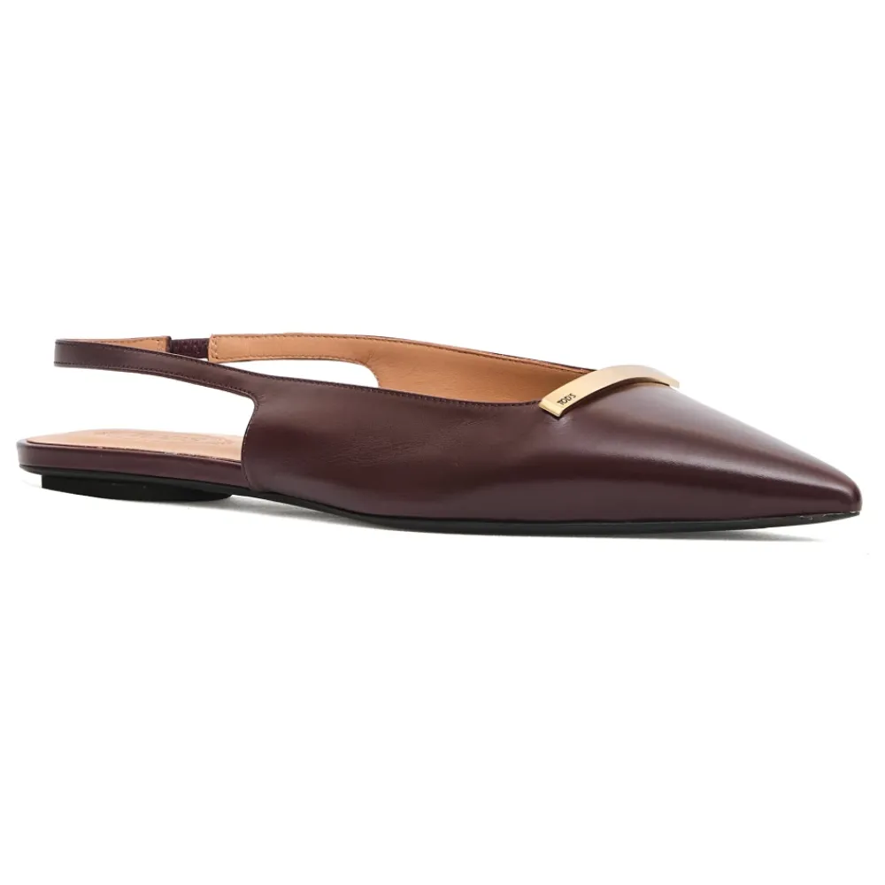 Ballerina Sko<Tod's Bordeaux Slingback Flats Rød