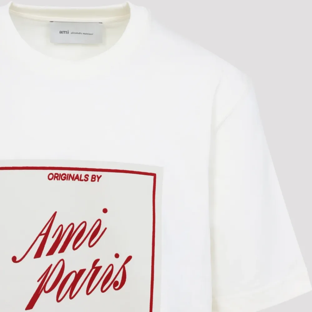 T-Shirts^Ami Paris Boxy Fit Kortærmet T-Shirt Beige