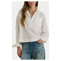 Bluser & Skjorter<Ralph Lauren Broadcloth Cropped Skjorte Hvid