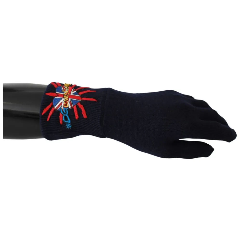 Handsker<Dolce & Gabbana Broderede Uldhandsker Blå
