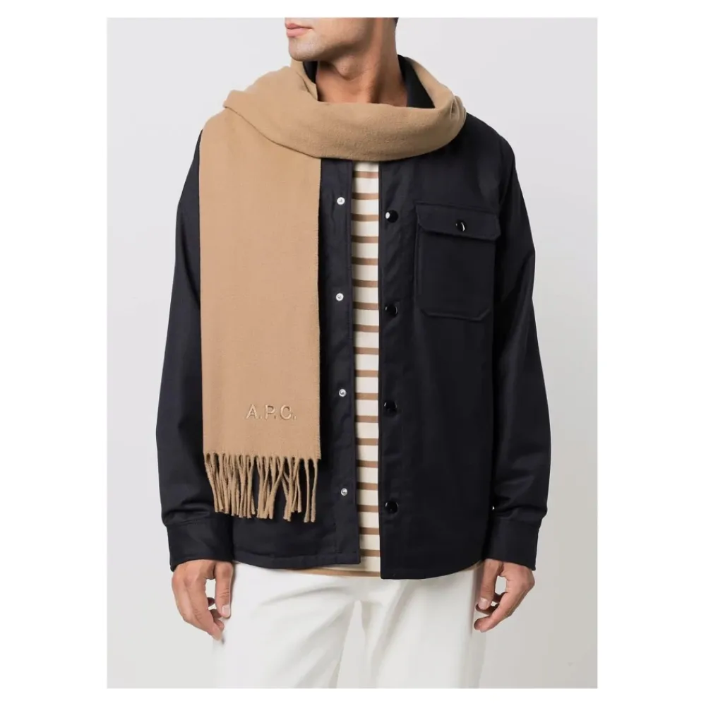 Halstørklæder Og Tørklæder^A.P.C. Broderet Ambroise Frynset Tørklæde Beige
