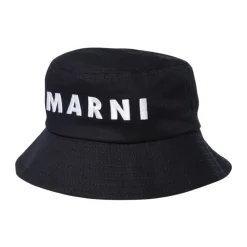 Huer & Kasketter<Marni Broderet Logo Bucket Hat Sort