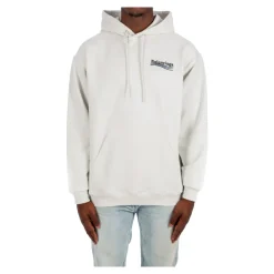Trøjer<Balenciaga Broderet Logo Hoodie Hvid