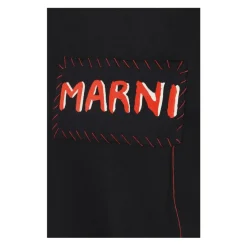 T-Shirts^Marni Broderet Monogram Bomuld Crew Neck T-Shirt Sort