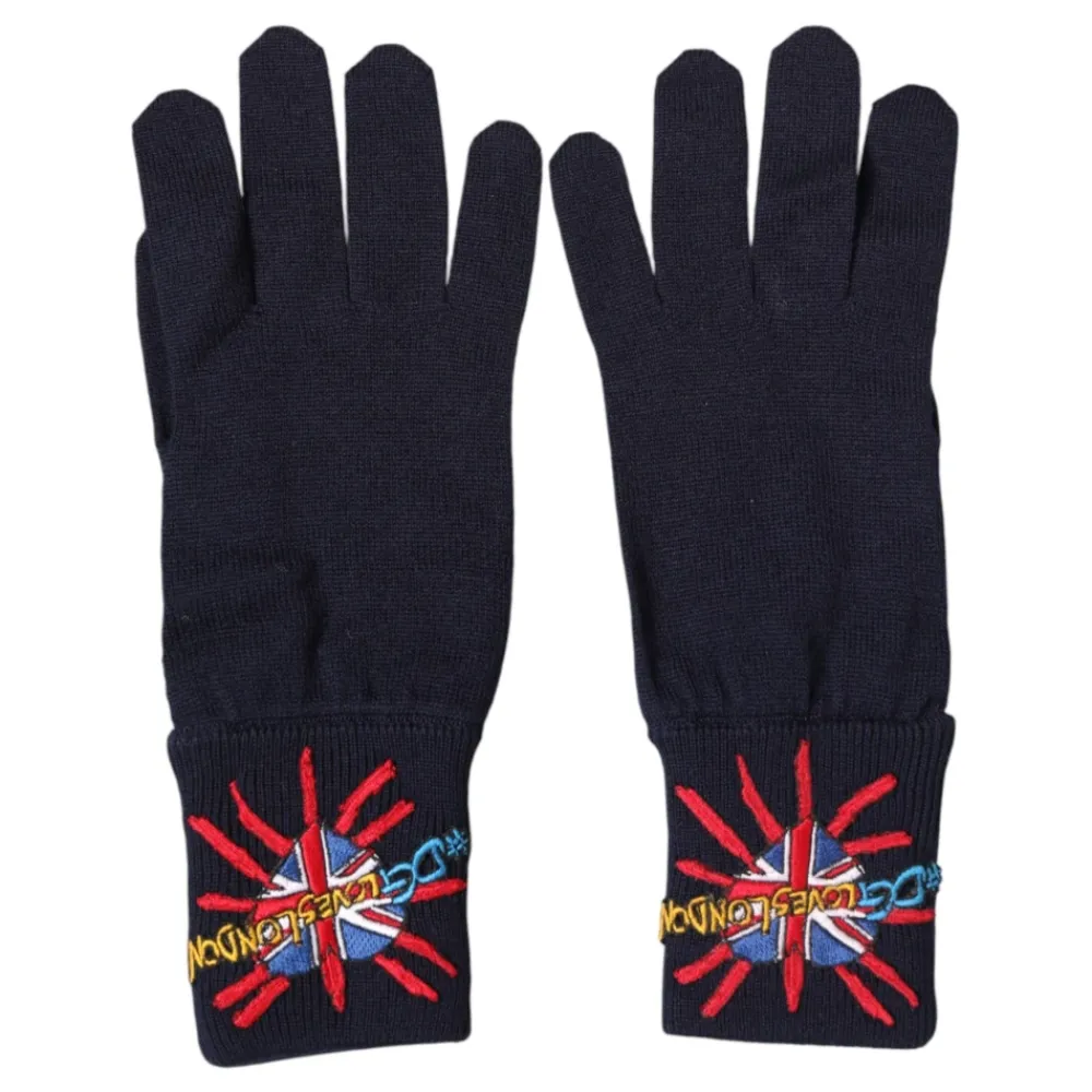 Handsker<Dolce & Gabbana Broderet Uldvante Blå