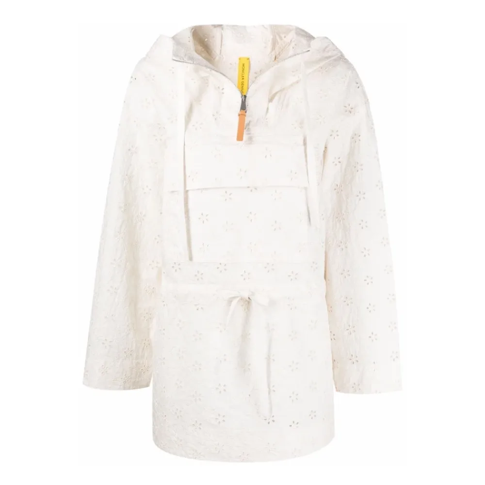 Jakker<Moncler Broderie Anglaise Cape Jakke Hvid
