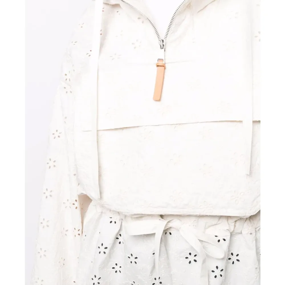 Jakker<Moncler Broderie Anglaise Cape Jakke Hvid