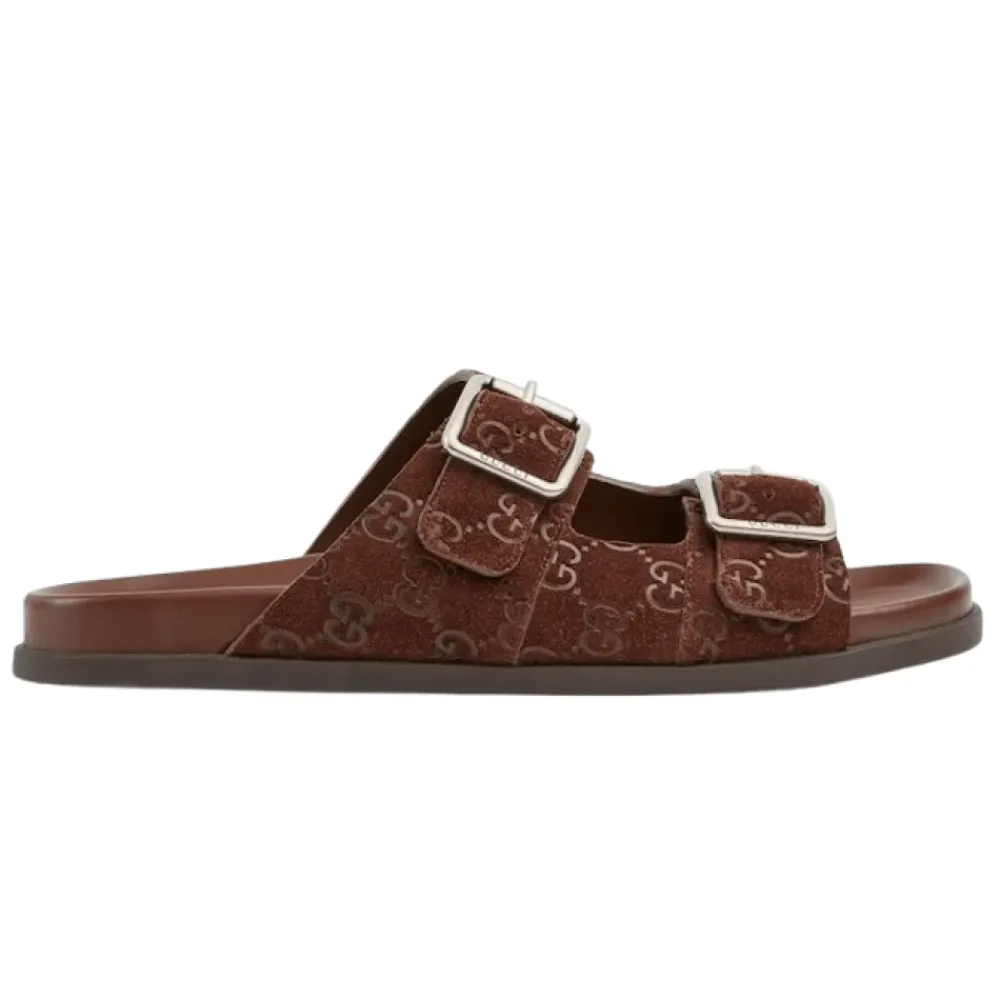 Sandaler<Gucci Læder Flade Såler Slides Brun