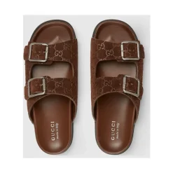 Sandaler<Gucci Læder Flade Såler Slides Brun