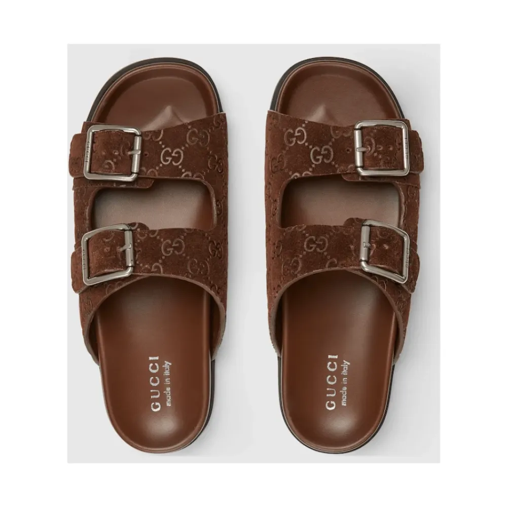 Sandaler<Gucci Læder Flade Såler Slides Brun