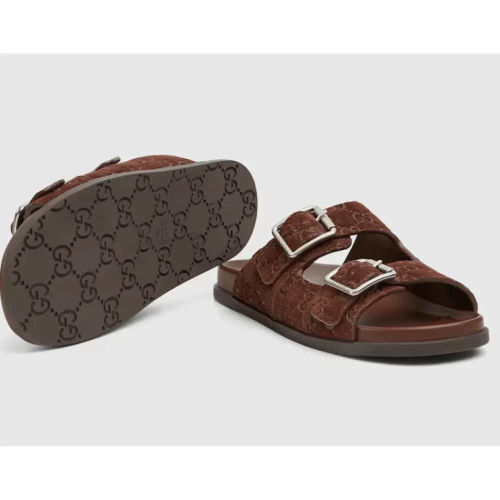 Sandaler<Gucci Læder Flade Såler Slides Brun