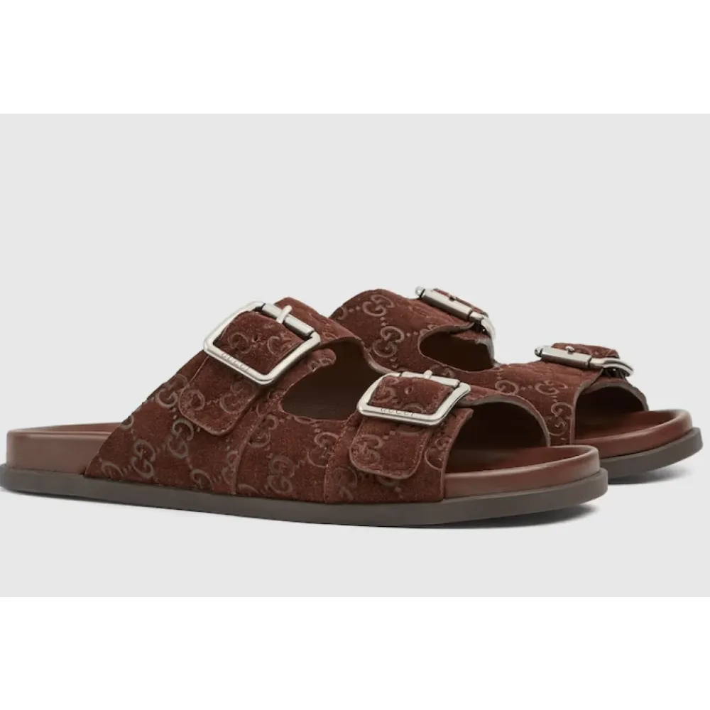 Sandaler<Gucci Læder Flade Såler Slides Brun
