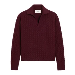 Strik^Ami Paris Burgundy Cable Strik Sweater Rød