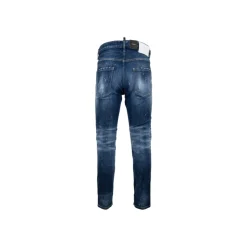 Jeans<Dsquared2 Button Jeans med læderpatch Blå