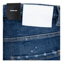 Jeans<Dsquared2 Button Jeans med læderpatch Blå