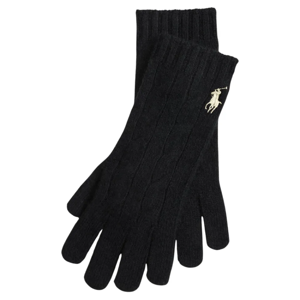 Handsker^Ralph Lauren Cable Knit Full-Finger Gloves Sort