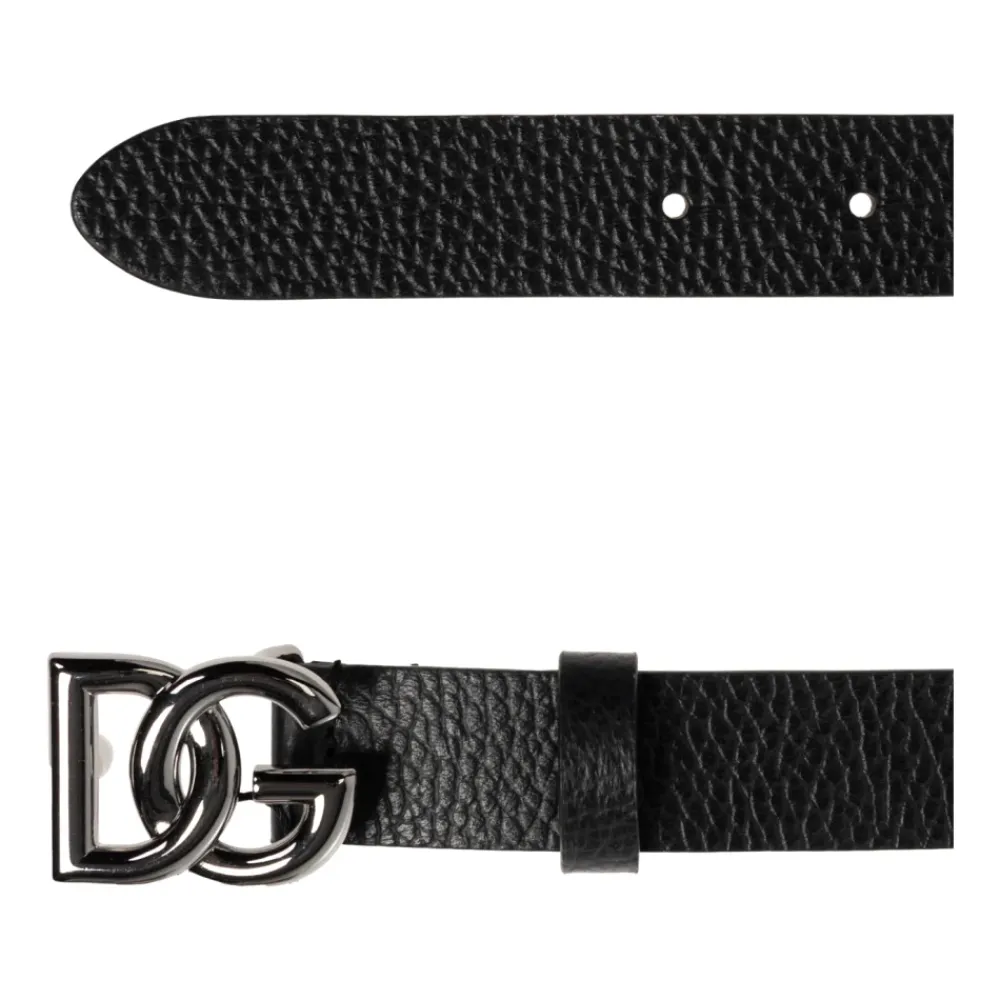 Bælter & Seler^Dolce & Gabbana Calfskin Logo Bælte Sort