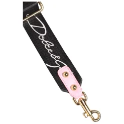 Tilbehør Til Tasker<Dolce & Gabbana Canvas Hjerte Logo Skulderrem Sort