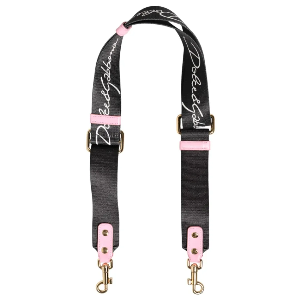 Tilbehør Til Tasker<Dolce & Gabbana Canvas Hjerte Logo Skulderrem Sort