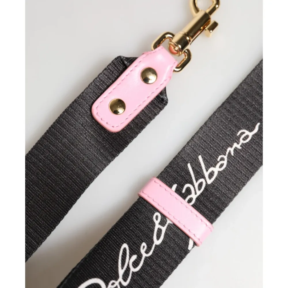 Tilbehør Til Tasker<Dolce & Gabbana Canvas Hjerte Logo Skulderrem Sort