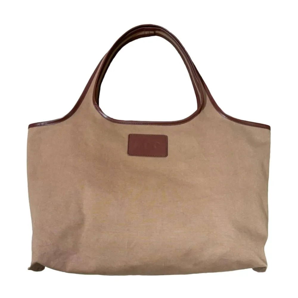 Indkøbstasker^A.P.C. Canvas Læder Trim Tote Taske Brun