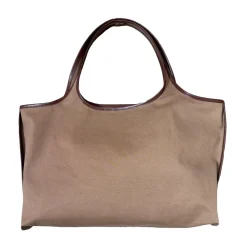 Indkøbstasker^A.P.C. Canvas Læder Trim Tote Taske Brun